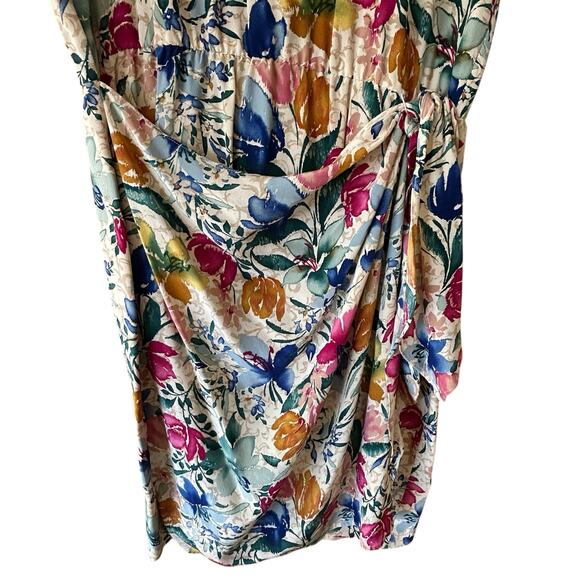 VTG Maggy London by Kenneth Nolan Silk Wrap Dress Size 12 Floral Multicolor - Picture 3 of 6